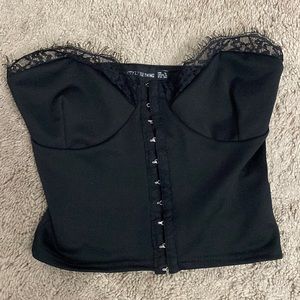 Pretty little thing black bustier lace top